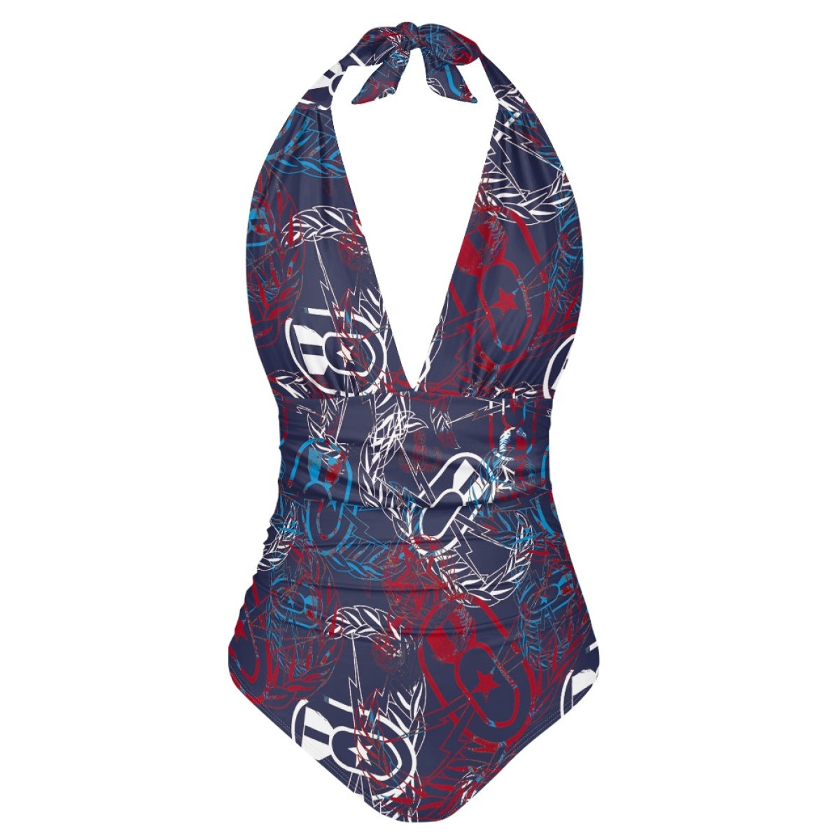 Women's Halter One-Piece - "It's 5 o'clock Somewhere" (Red, White, & Blues)