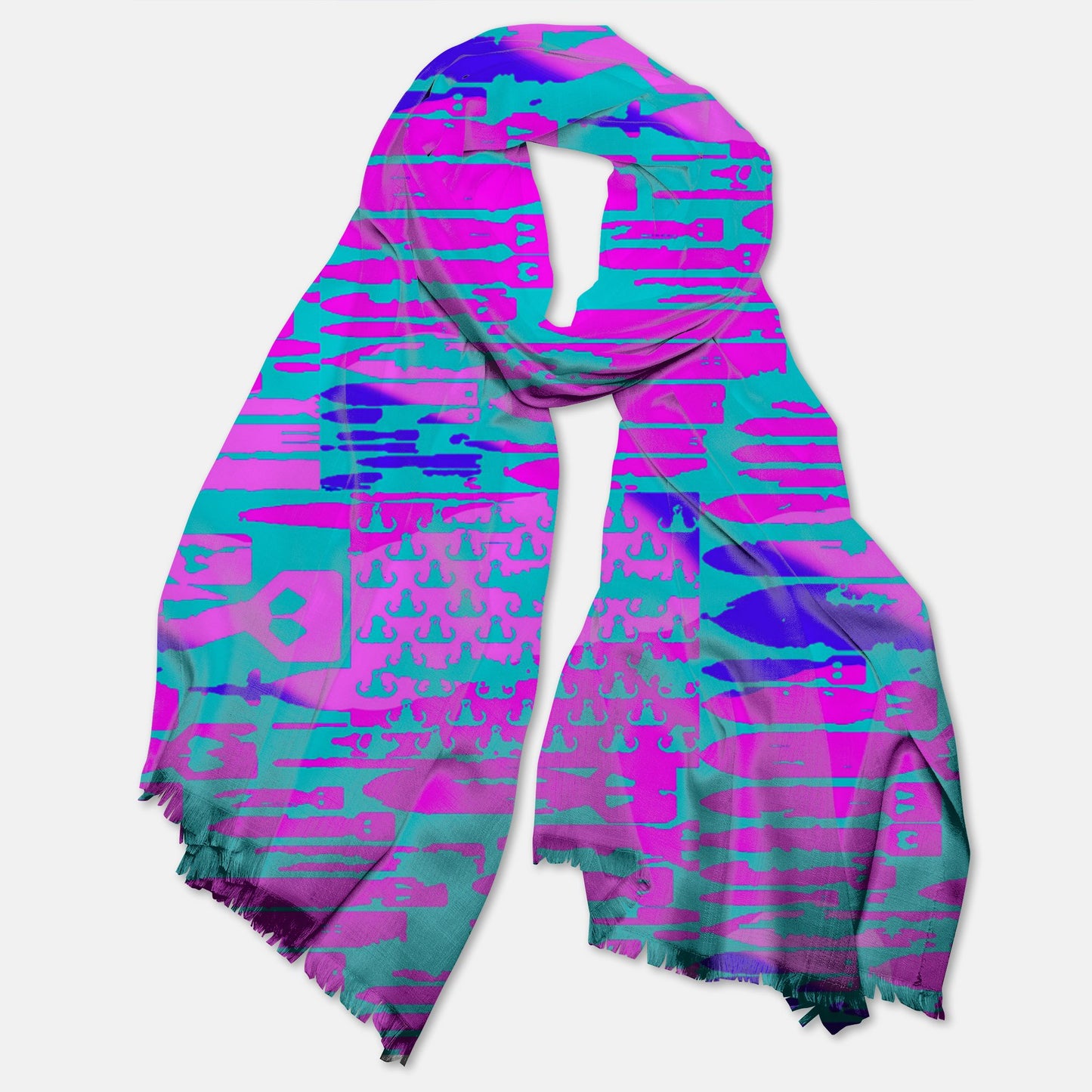 Print On Demand  - Pashmina Scarf - "EOD Bomb Flag" (Green/Blue/Purple)