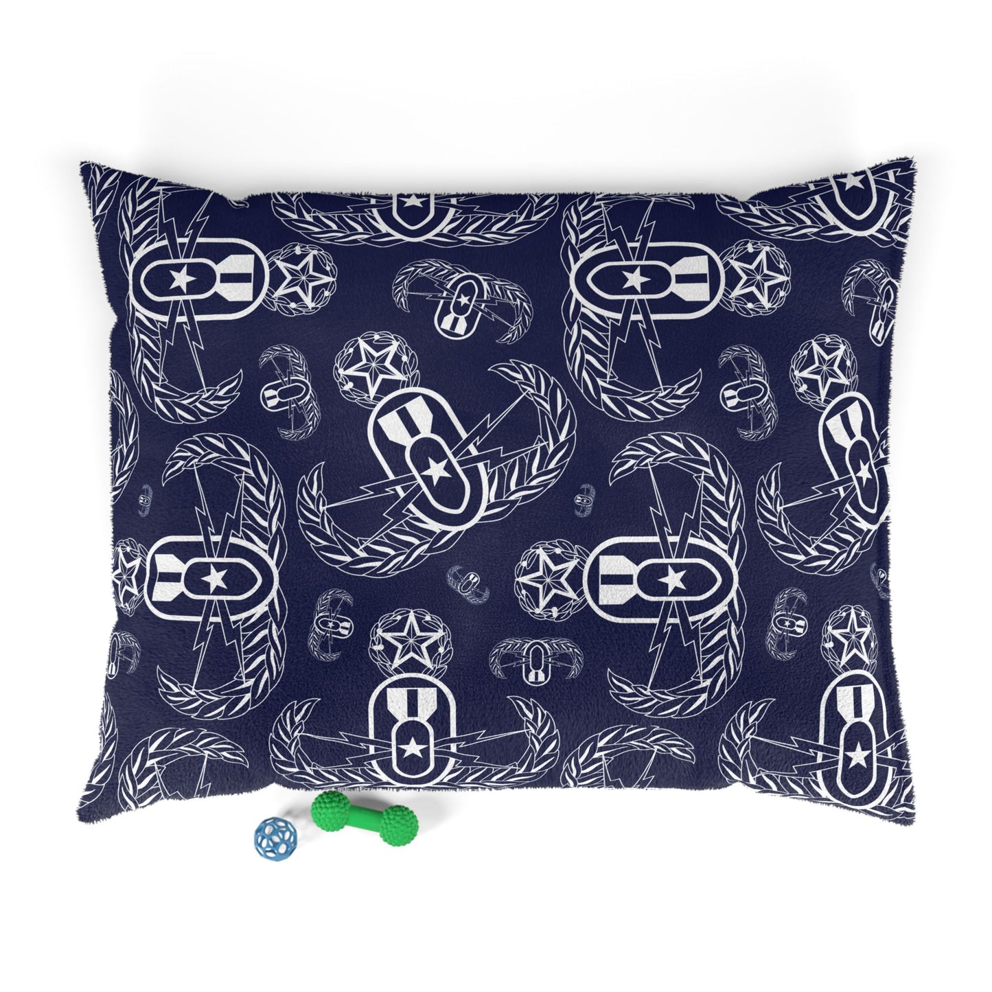 Pet Bed — "EOD Badges x 3" (White on Blue)