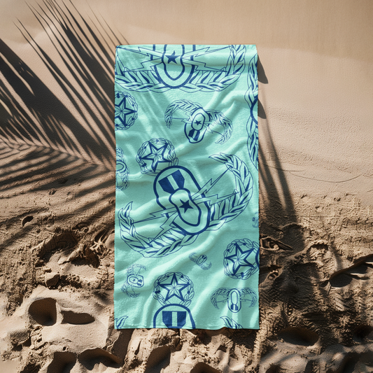 Print On Demand  - Beach Towel - "EOD Badges x 3" Blues