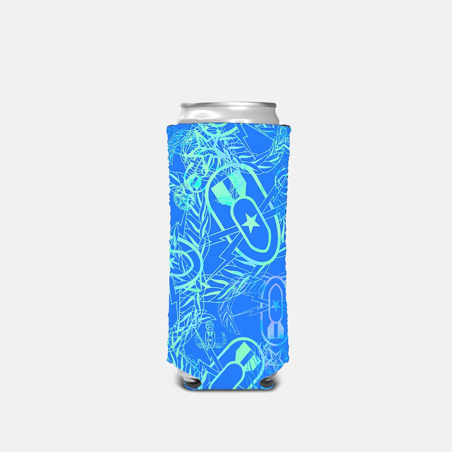 Print On Demand - Slim Can Cooler - "It's 5 o'clock Somewhere" (Green on Blue)