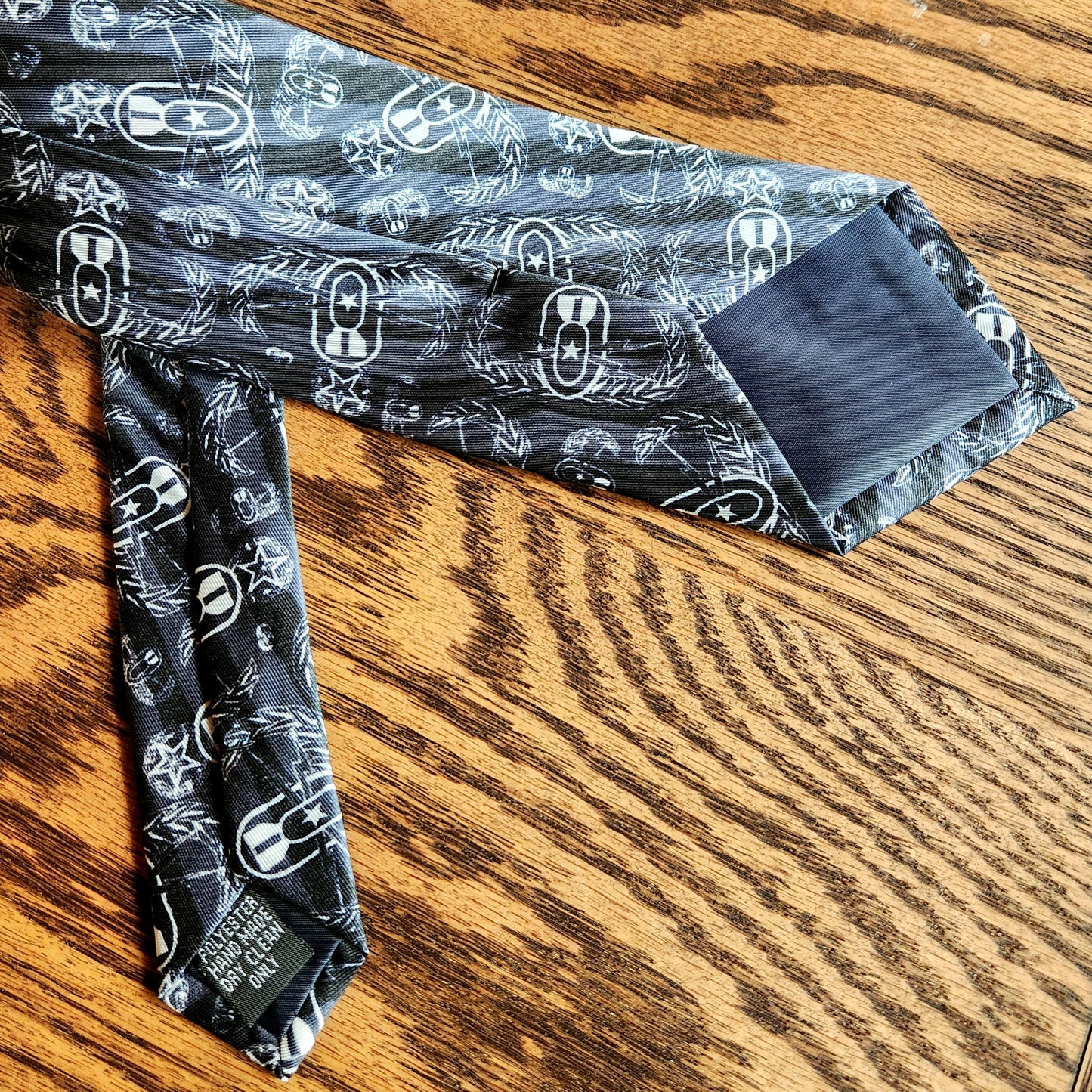 Necktie - "Badges & Stripes" (black & White)
