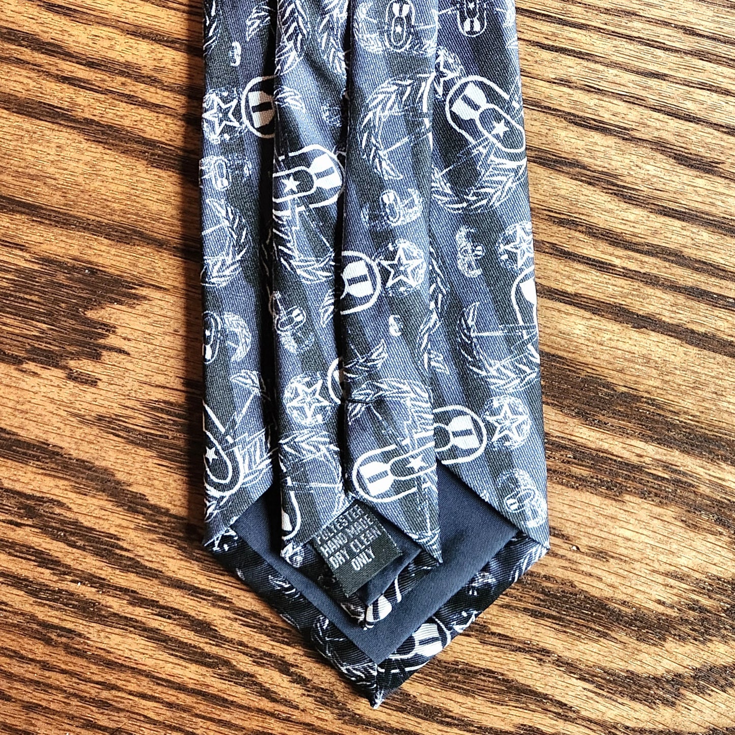 Necktie - "Badges & Stripes" (black & White)