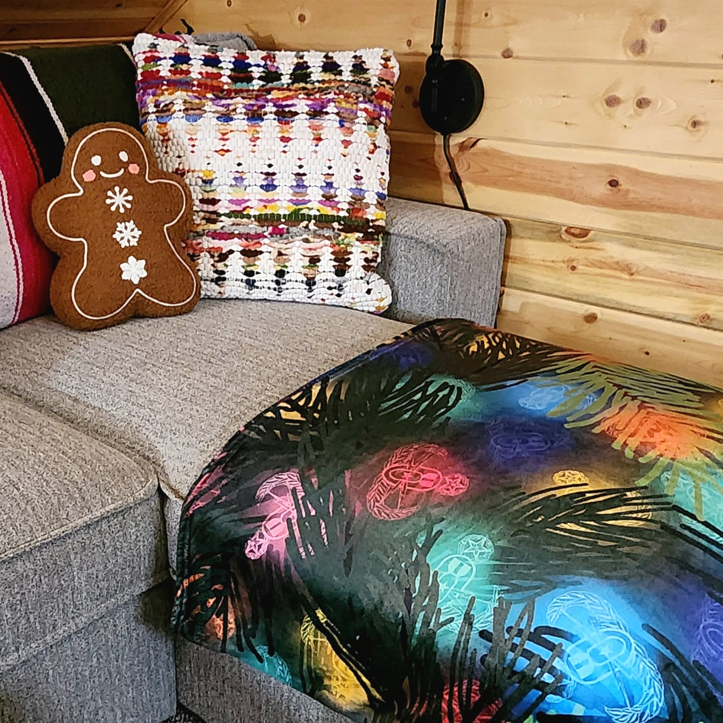 Plush Throw Blanket - "EOD Christmas Lights" (Color)