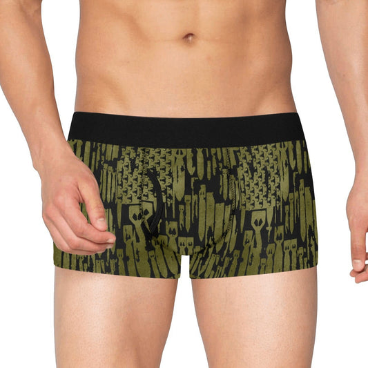 Men's Boxer Briefs with Fly - "EOD Bomb Flag" (OD Green on Black)