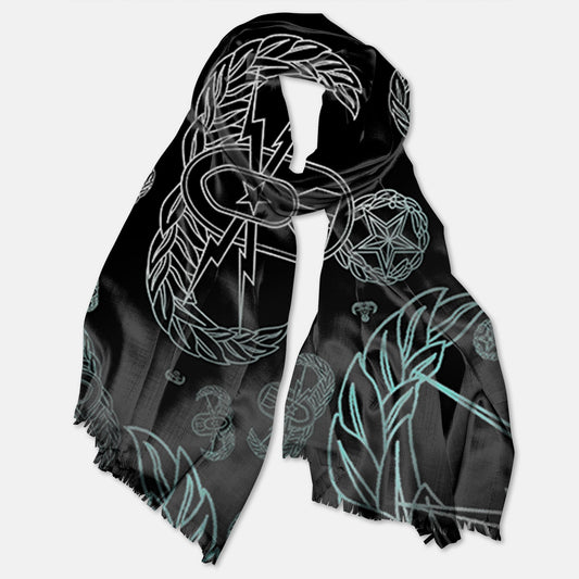 Print On Demand  - Pashmina Scarf - "EOD Mixed Badges" (Faded Turquoise)