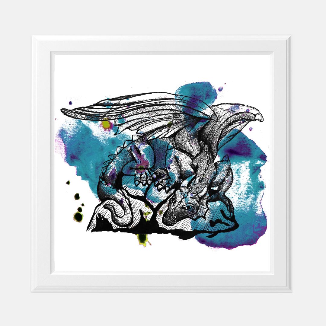 Print (8" x 8") - "Dragon on Paint"