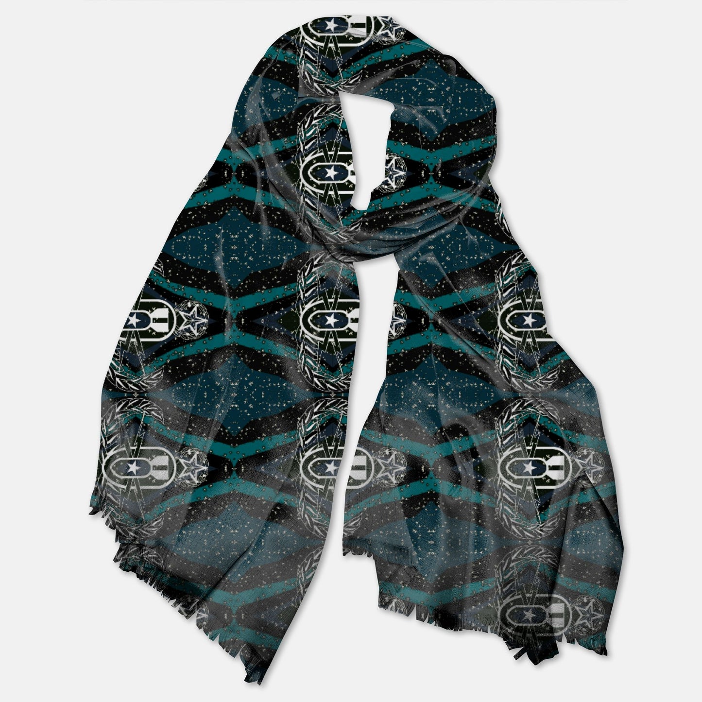 Print On Demand - Pashmina Scarf - "Mid Century Modern EOD" (Teal)