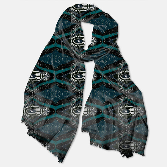 Print On Demand  - Pashmina Scarf - "Mid Century Modern EOD" (Teal)