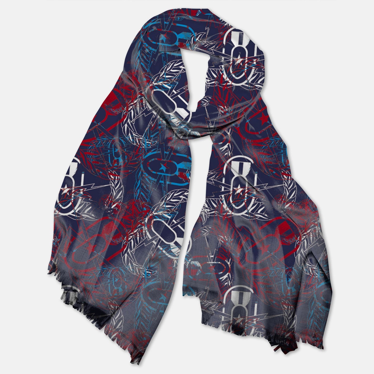 Print On Demand - Pashmina Scarf - "It's 5 o'clock Somewhere" (Red, White, & Blues)