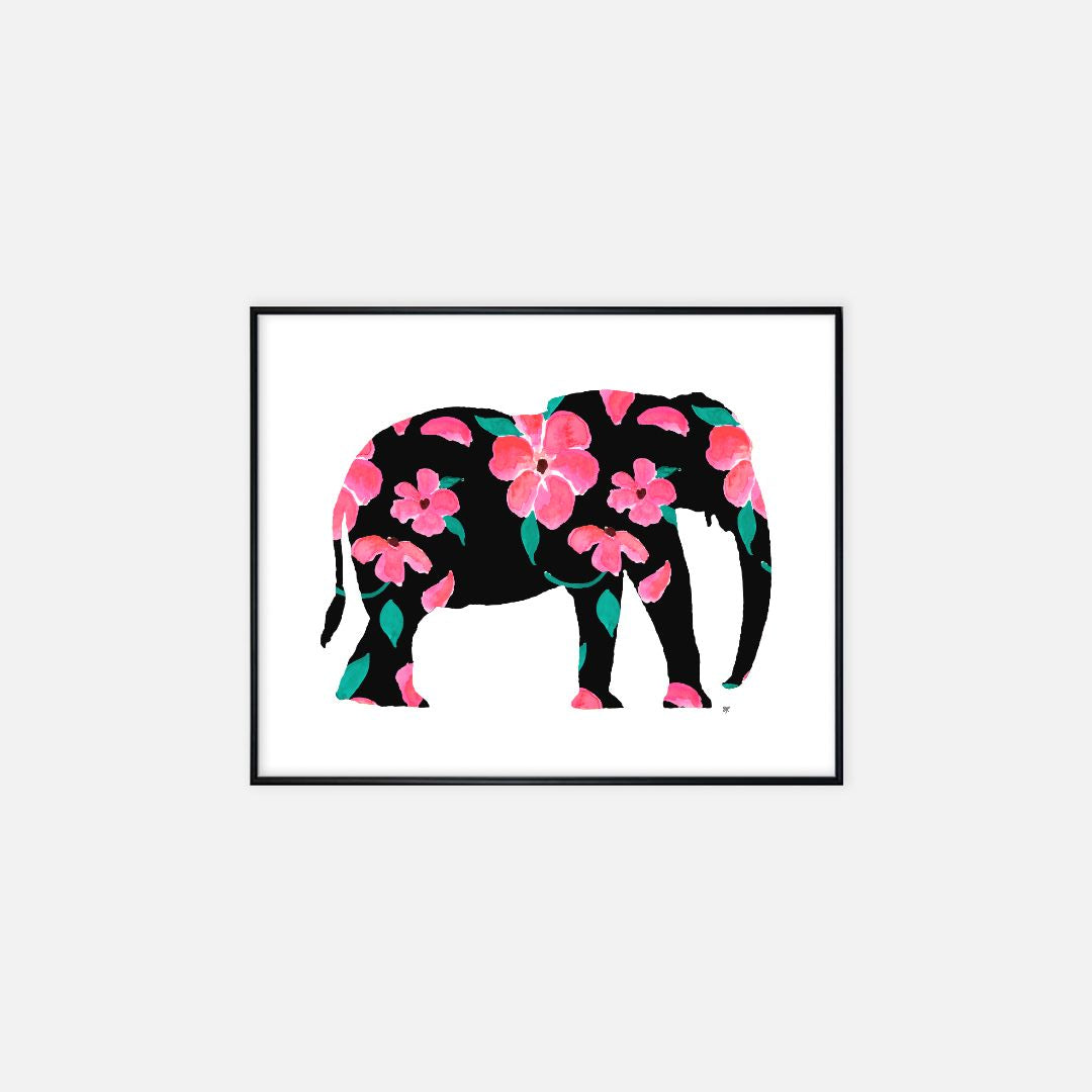 Print (16" x 20") - "Pink Petal Elephant"