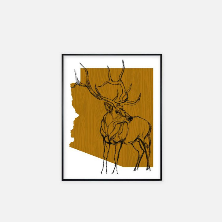 Print (11" x 14") - "Arizona Elk" (Gold)
