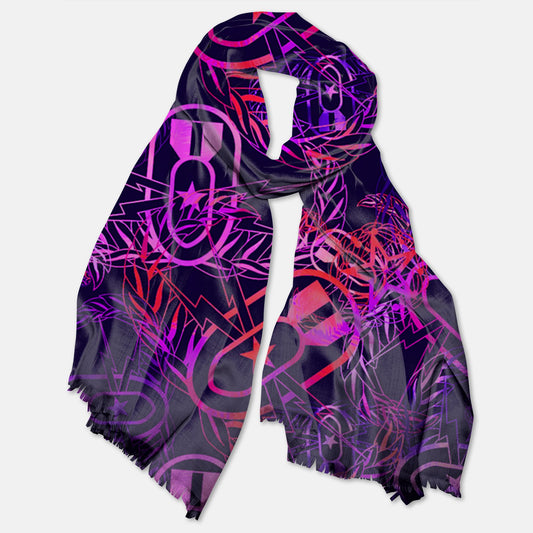 Print On Demand  - Pashmina Scarf - "It's 5 o'clock Somewhere" (Orange on Purple)