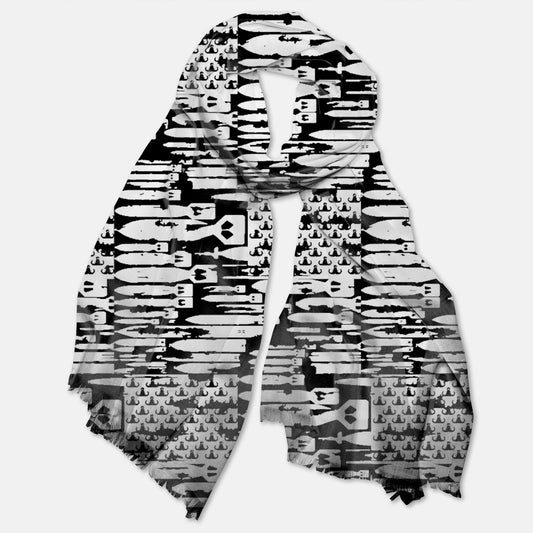 Print On Demand  - Pashmina Scarf - "EOD Bomb Flag" (White on Black)