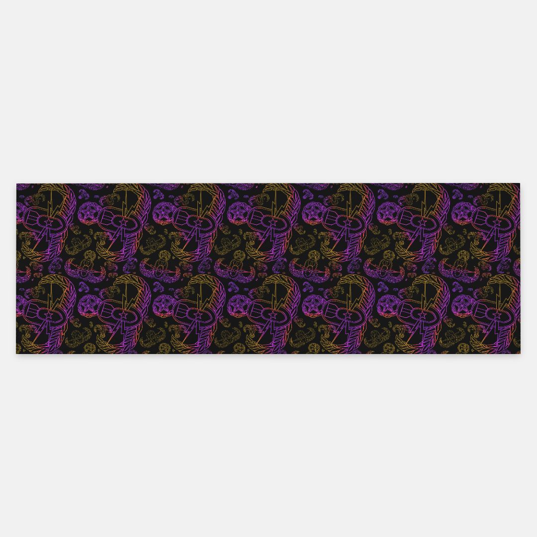 Print On Demand - Pashmina Scarf - "EOD Mixed Badges" (Purple/Yellow on Black)