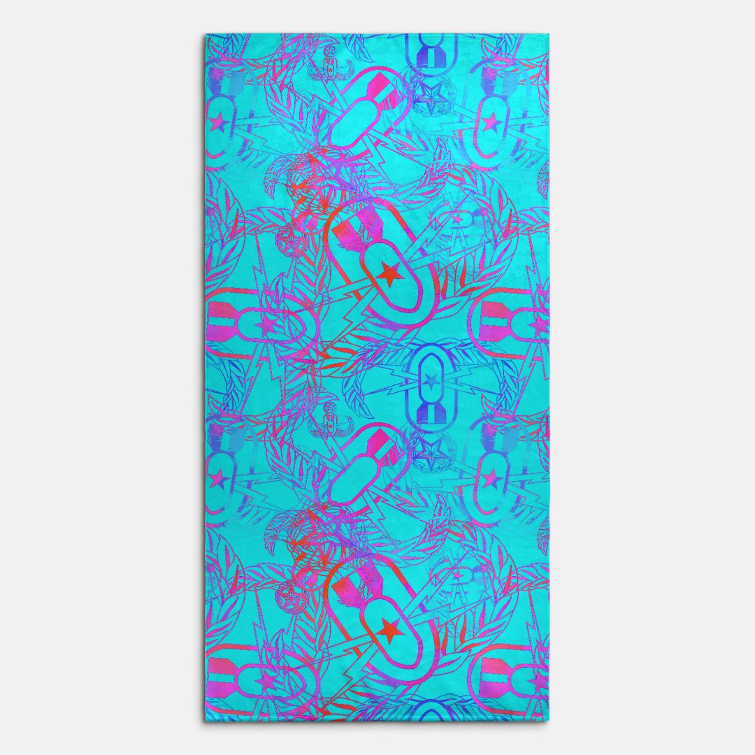 Beach Towel - "It's 5 o'clock Somewhere" (Bright on Turquoise)