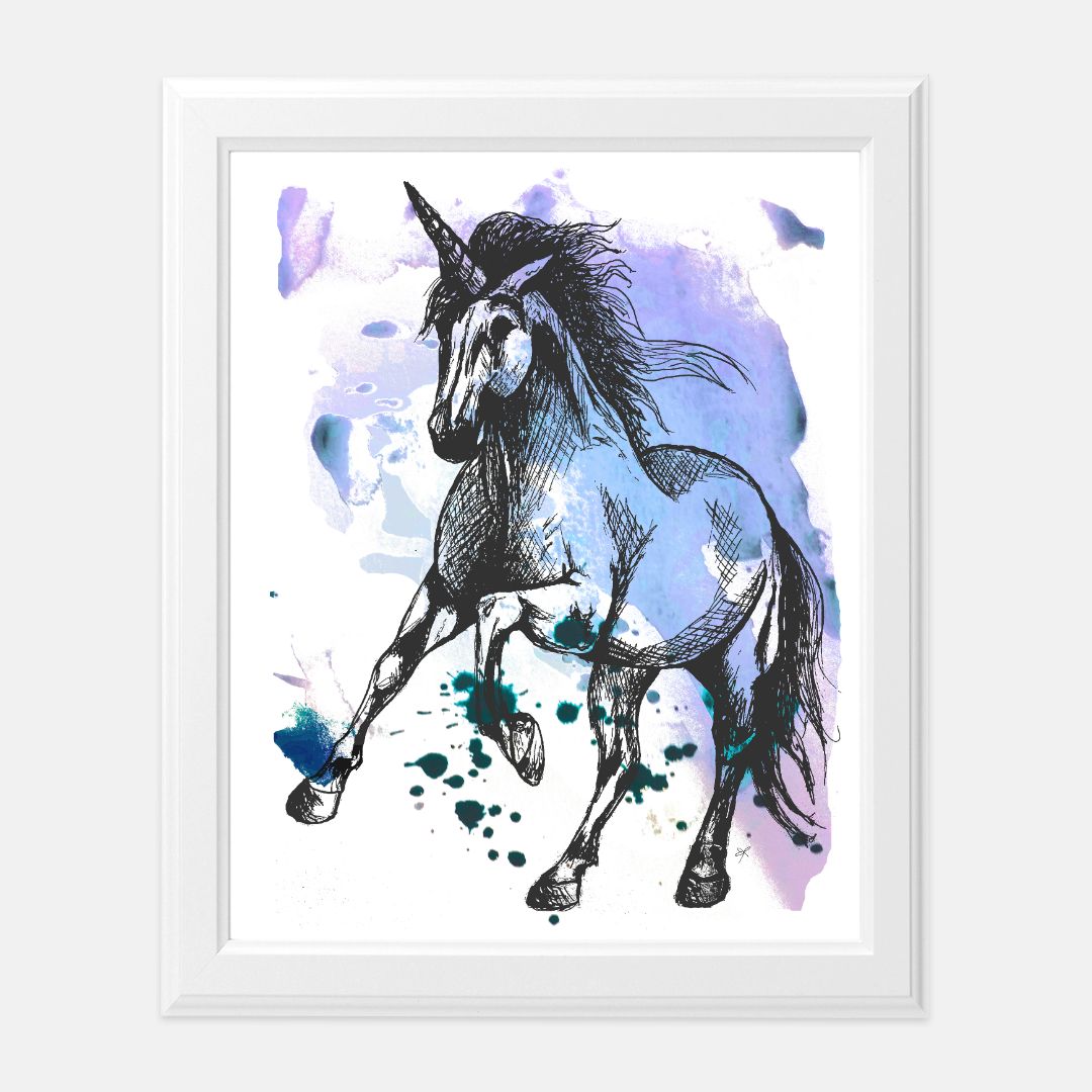 "Unicorn on Paint" - Print (8" x10")