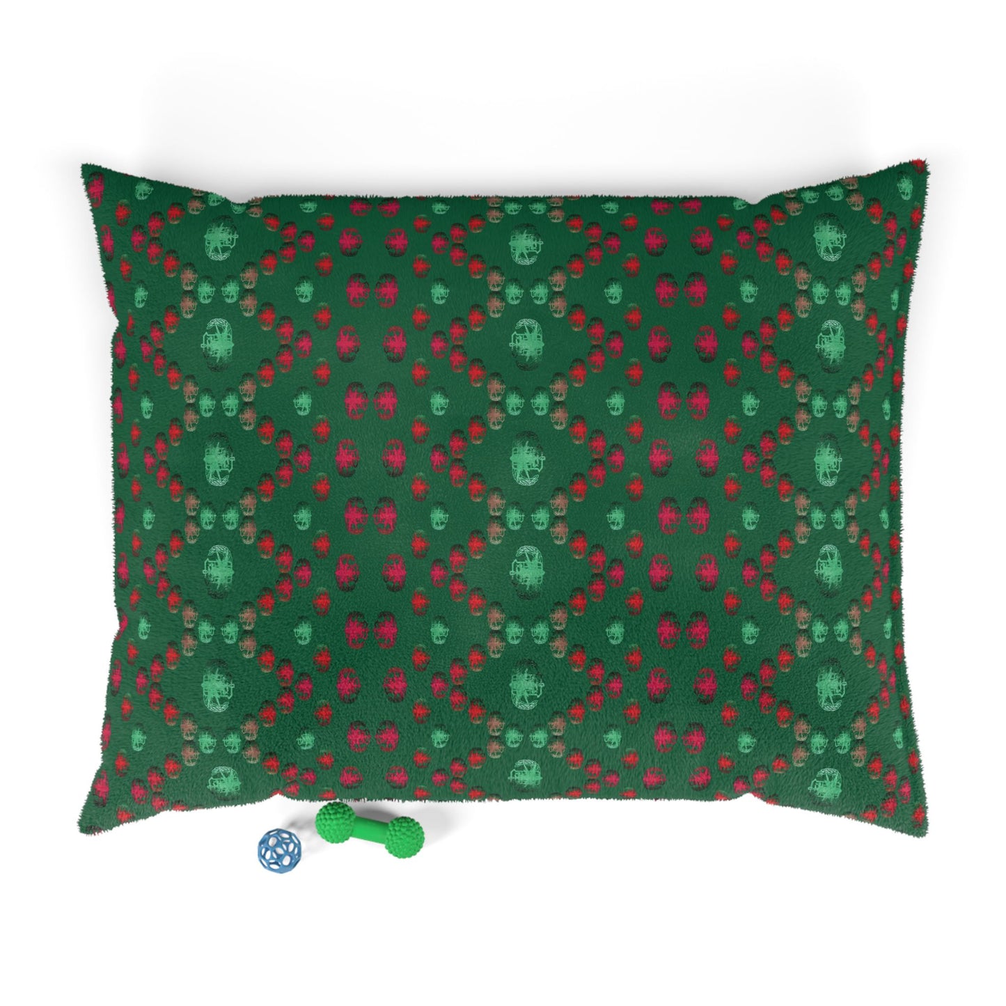Pet Bed — "PSBT Aztec" (Red & Green)