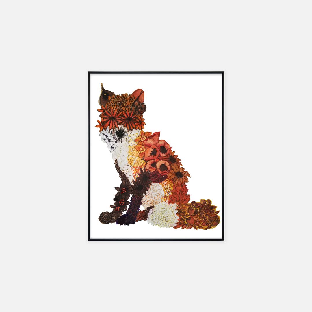 "Floral Fox" - Print (16" x 20")