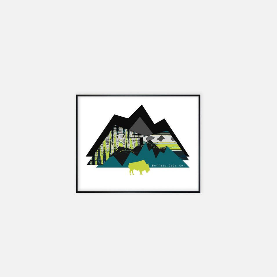 Print (11" x 14") - "Chartreuse Mountains and Bison"