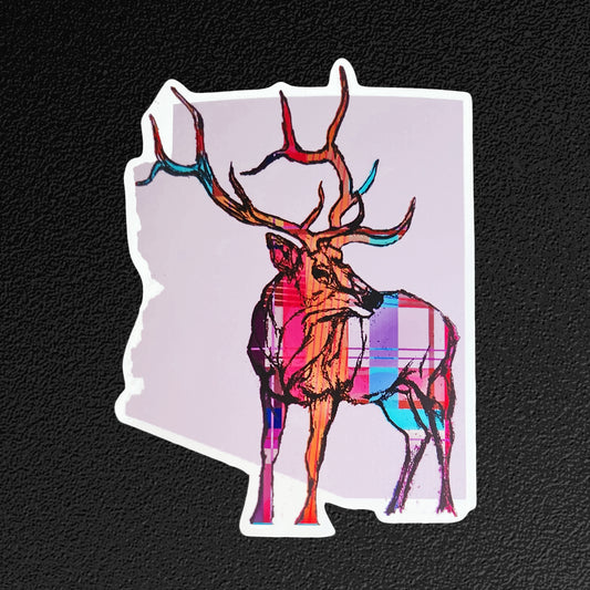 AZ Elk in Plaid Vinyl Sticker/Decal