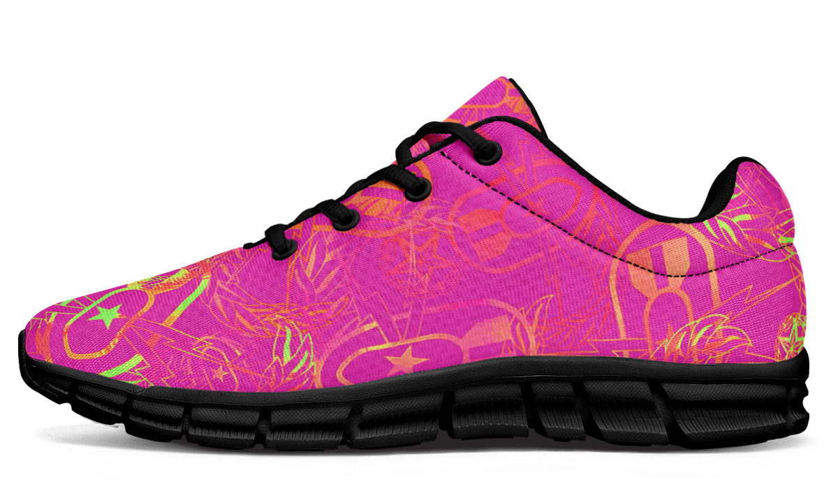 Print On Demand - Sneakers - "It's 5 o'clock Somewhere" (Neon Pink & Yellow)