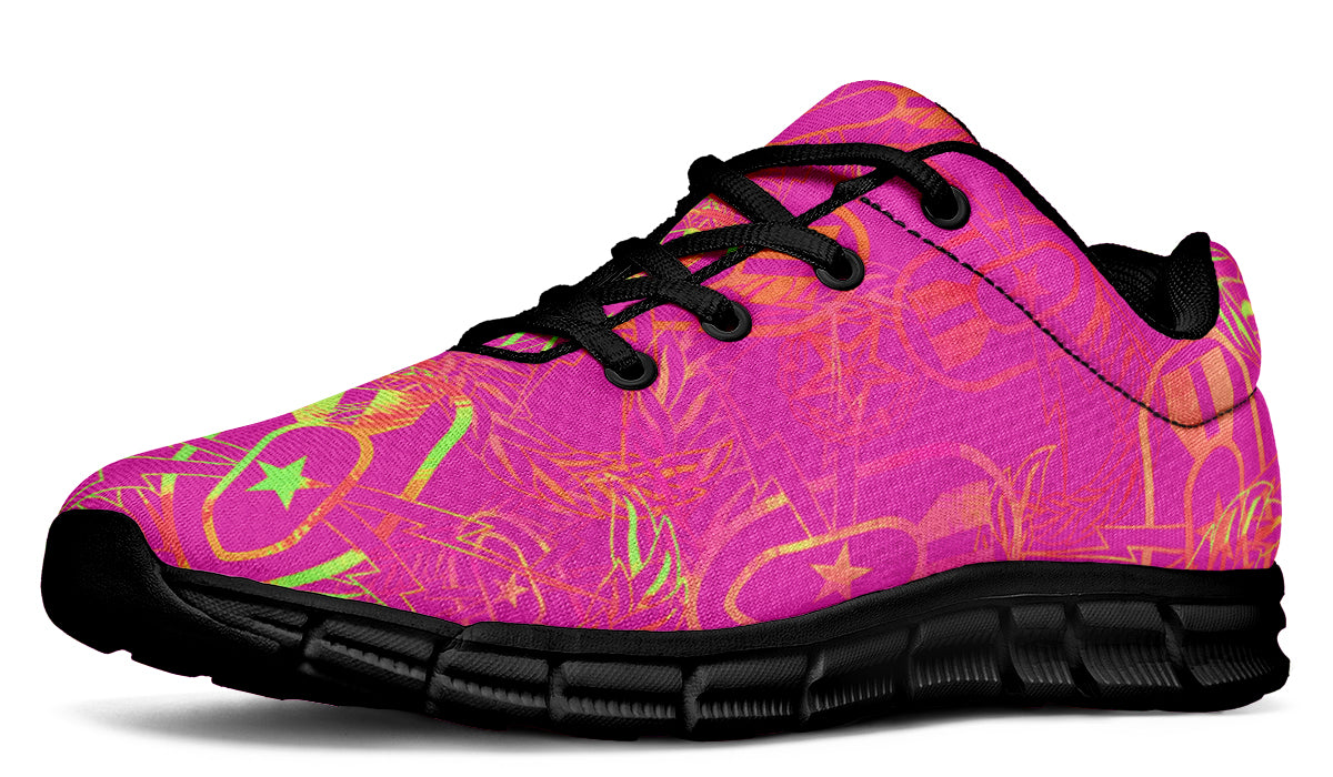 Print On Demand - Sneakers - "It's 5 o'clock Somewhere" (Neon Pink & Yellow)