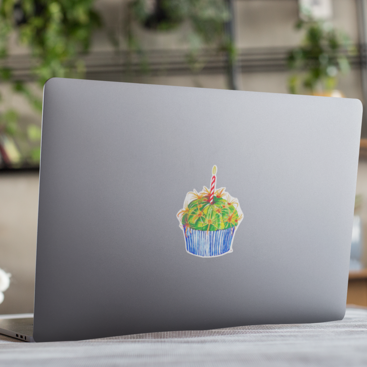 "Cactus Cupcake (blue)" Sticker/Decal