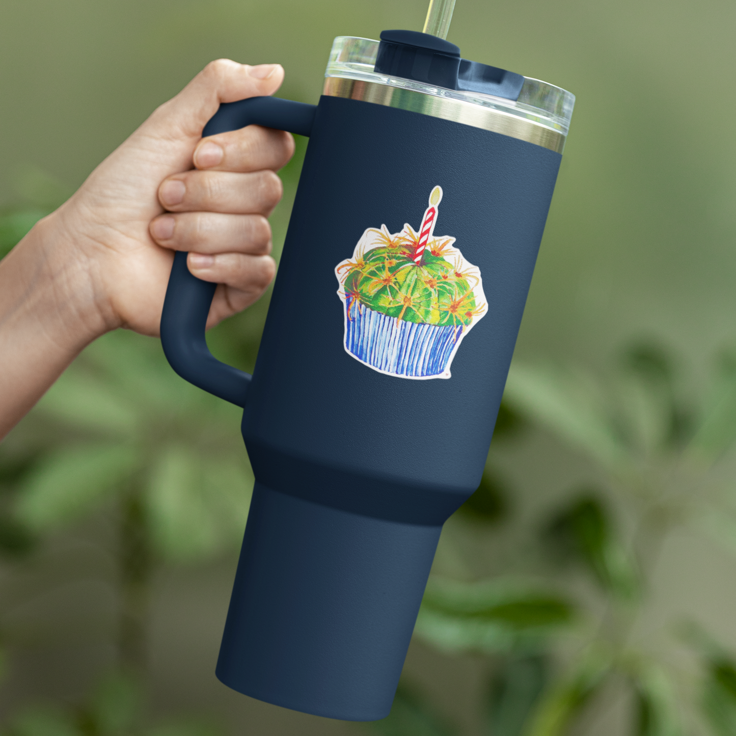 "Cactus Cupcake (blue)" Sticker/Decal