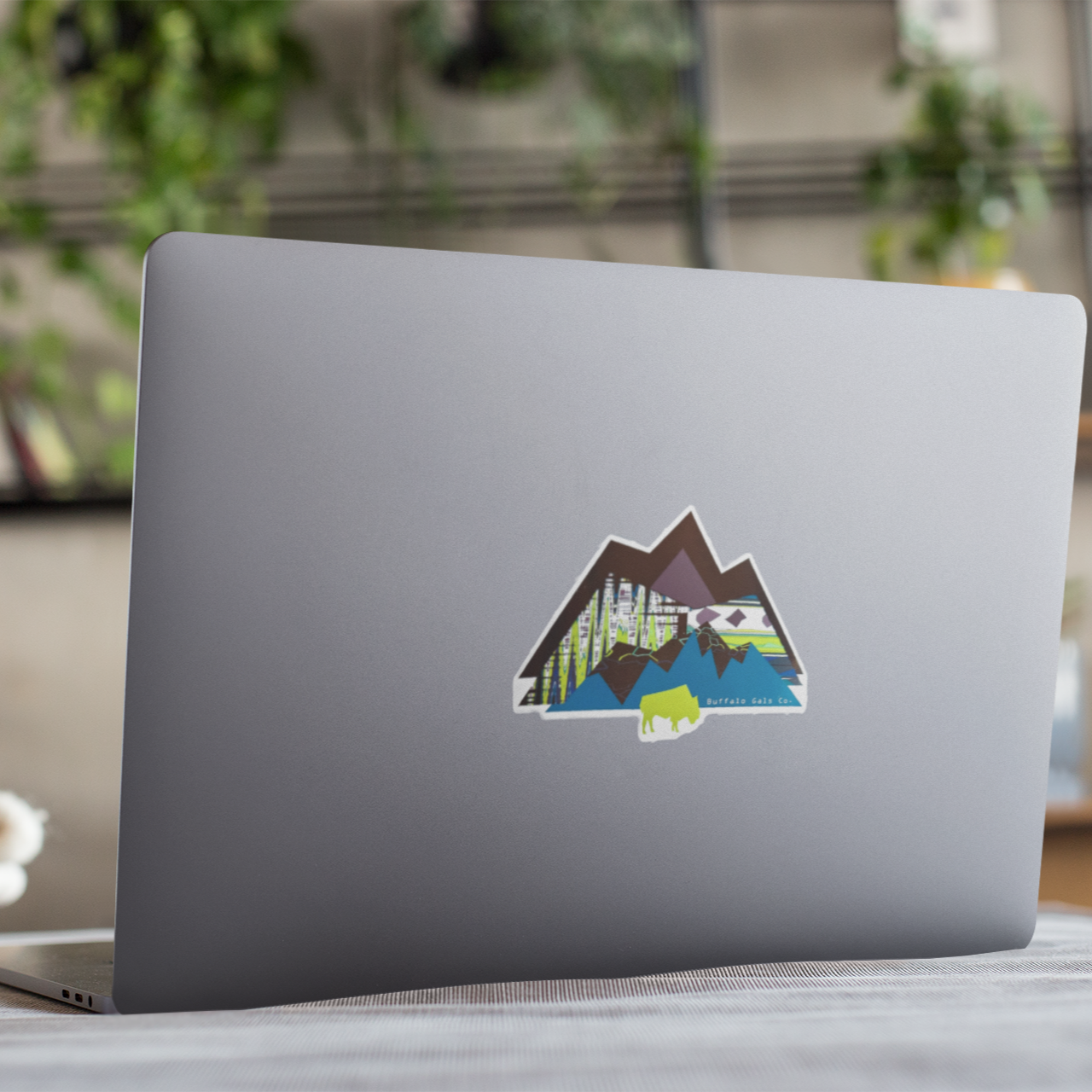 Vinyl Sticker/Decal - "Chartreuse Mountains and Bison"
