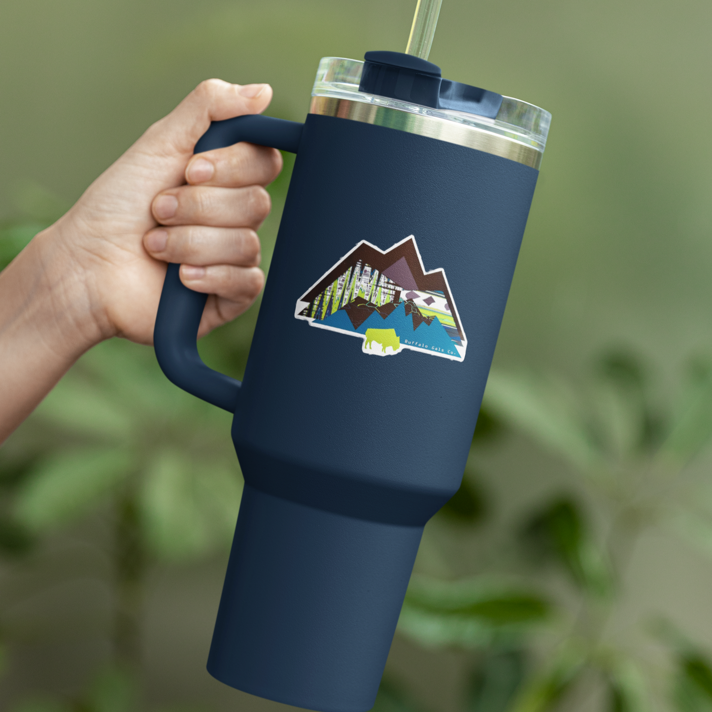 Vinyl Sticker/Decal - "Chartreuse Mountains and Bison"