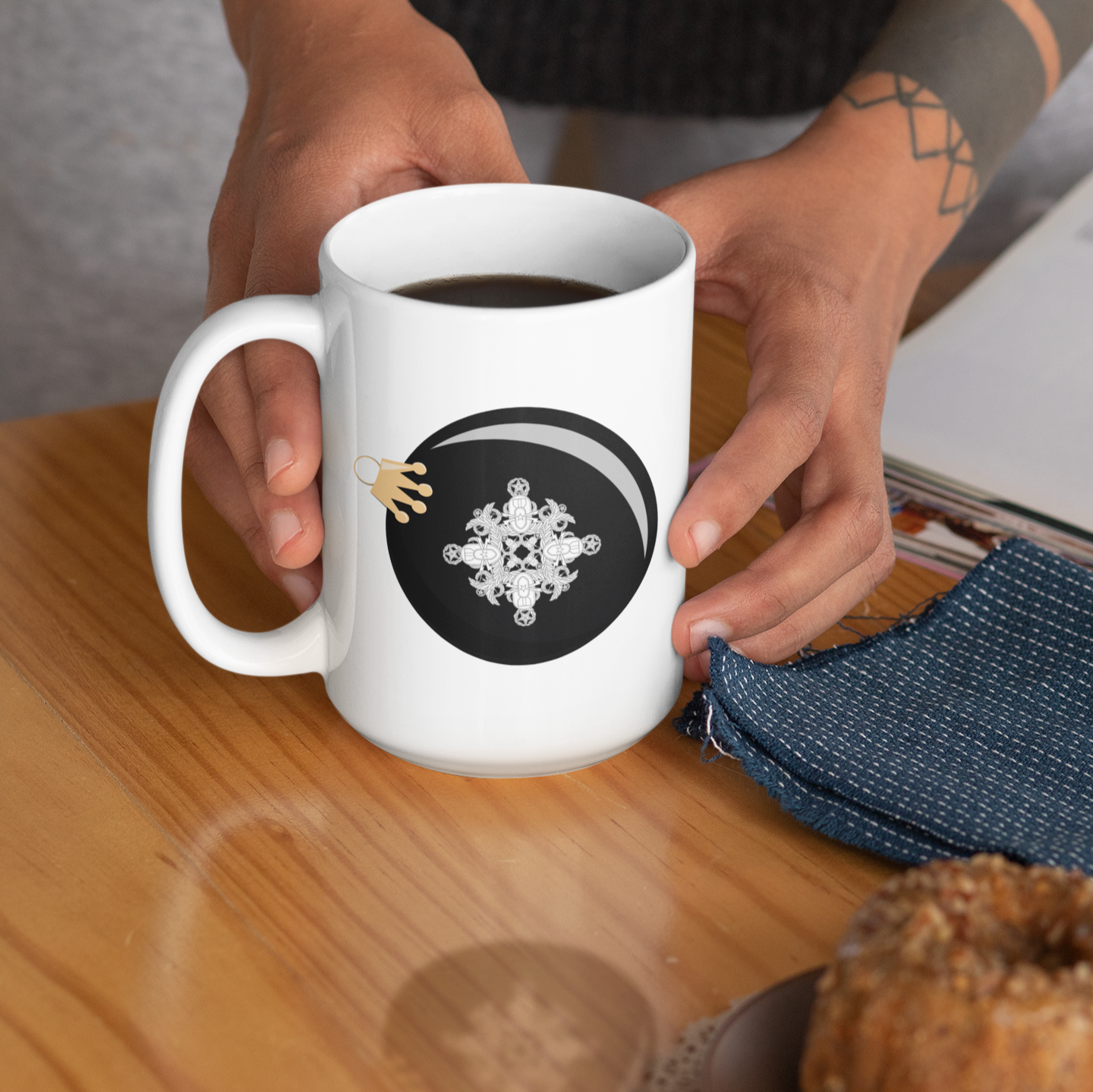 Mug - "Black HolEODay Snowflake Ornament"