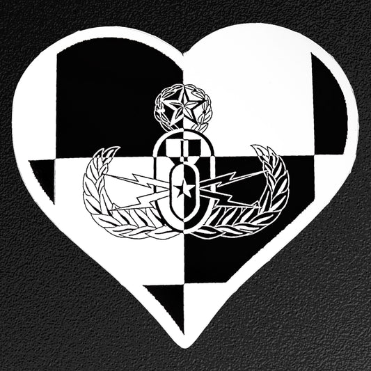 Vinyl Sticker/Decal - "EOD Checkered Flag Heart"