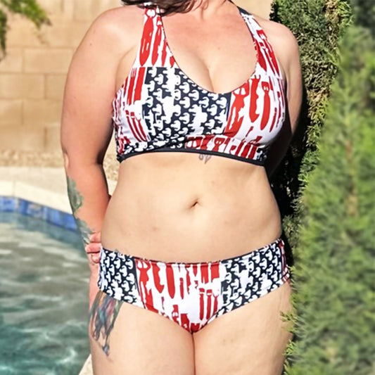 Pre-Order: EOD Bomb Flag Reversible Two Piece Bikini Swimsuit (Red, White, and Blue)