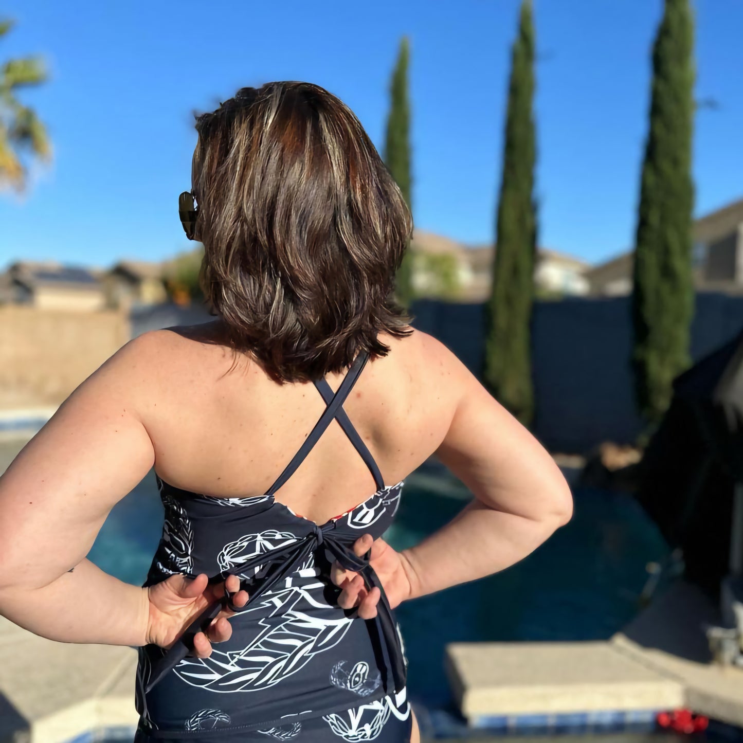 Women's Reversible Tankini - "Badges & Stripes"