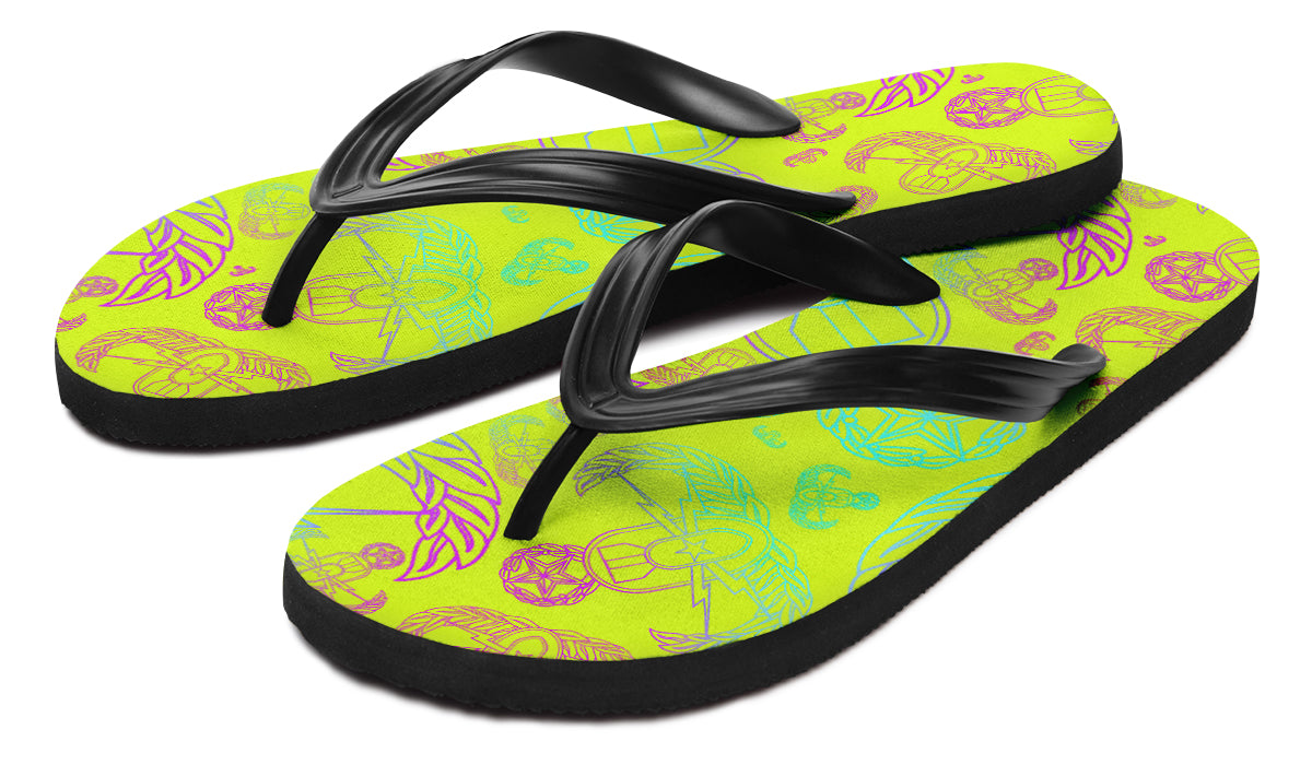Flip Flops - "EOD Mixed Badges" (Multicolor on Yellow)
