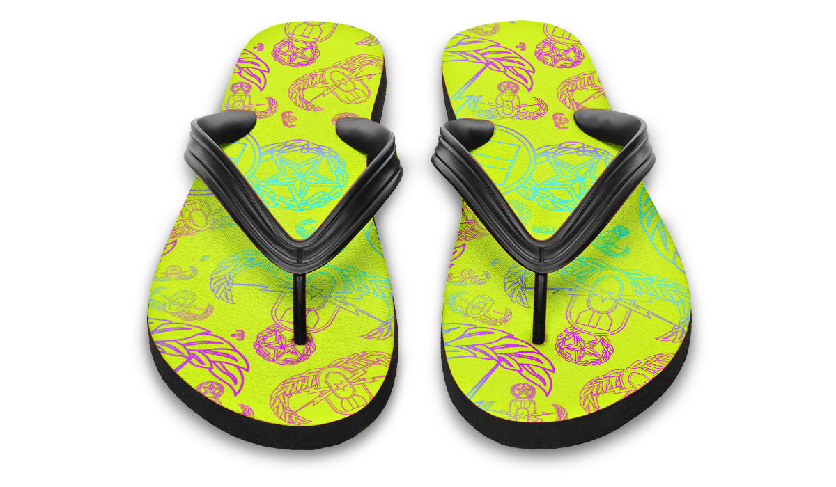 Flip Flops - "EOD Mixed Badges" (Multicolor on Yellow)