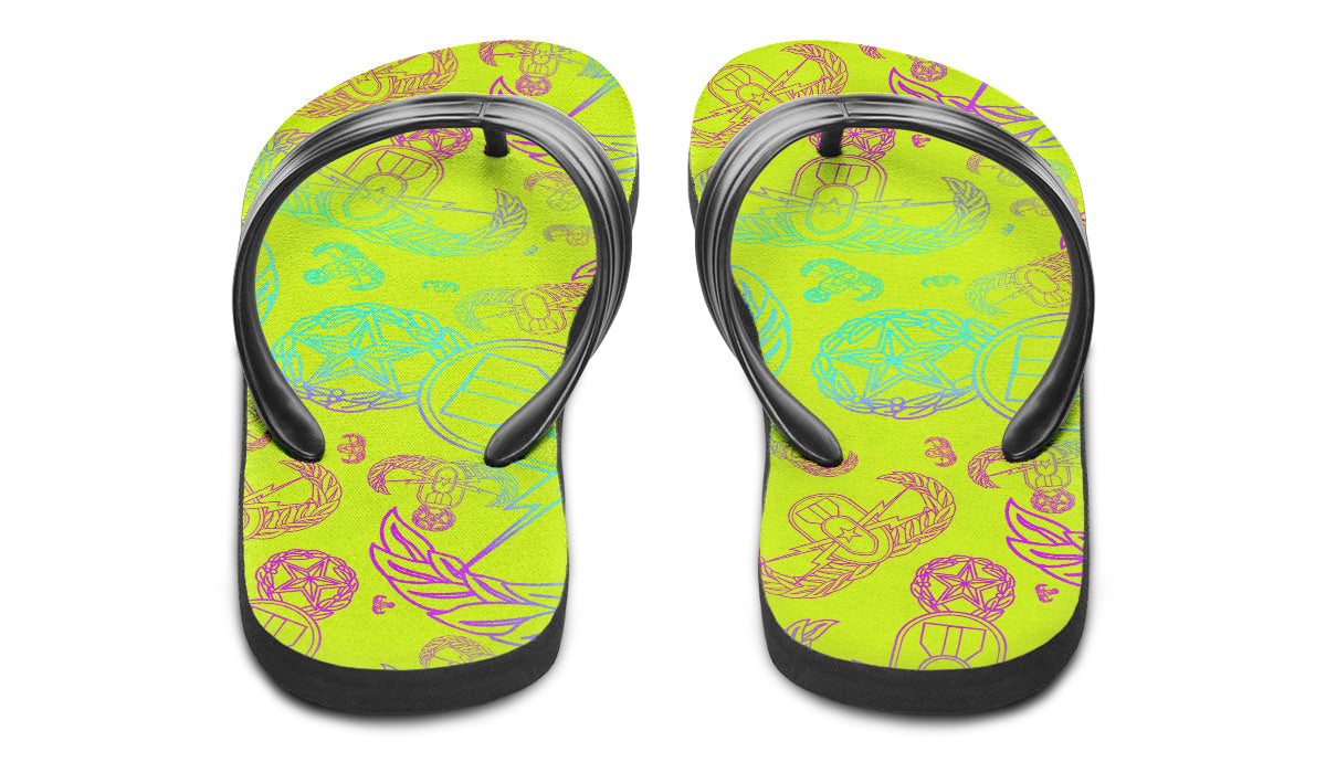 Flip Flops - "EOD Mixed Badges" (Multicolor on Yellow)