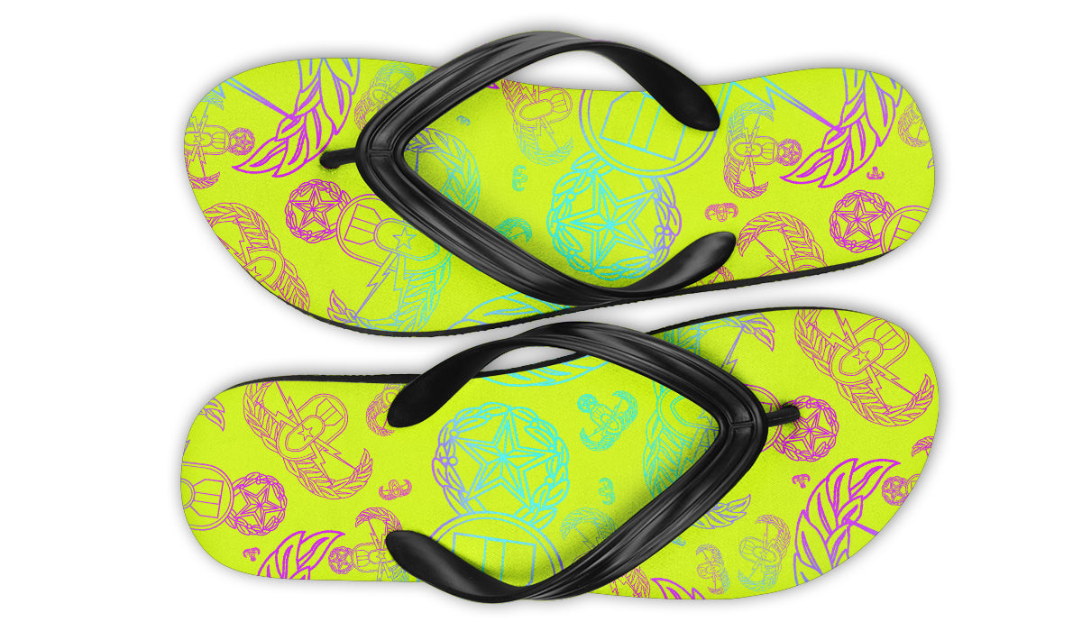 Flip Flops - "EOD Mixed Badges" (Multicolor on Yellow)