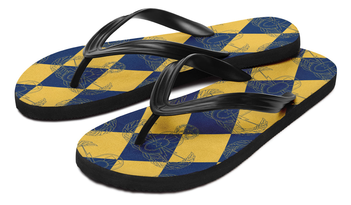 Flip Flops - "EOD Badge Rows Harlequin" (Gold & Navy)