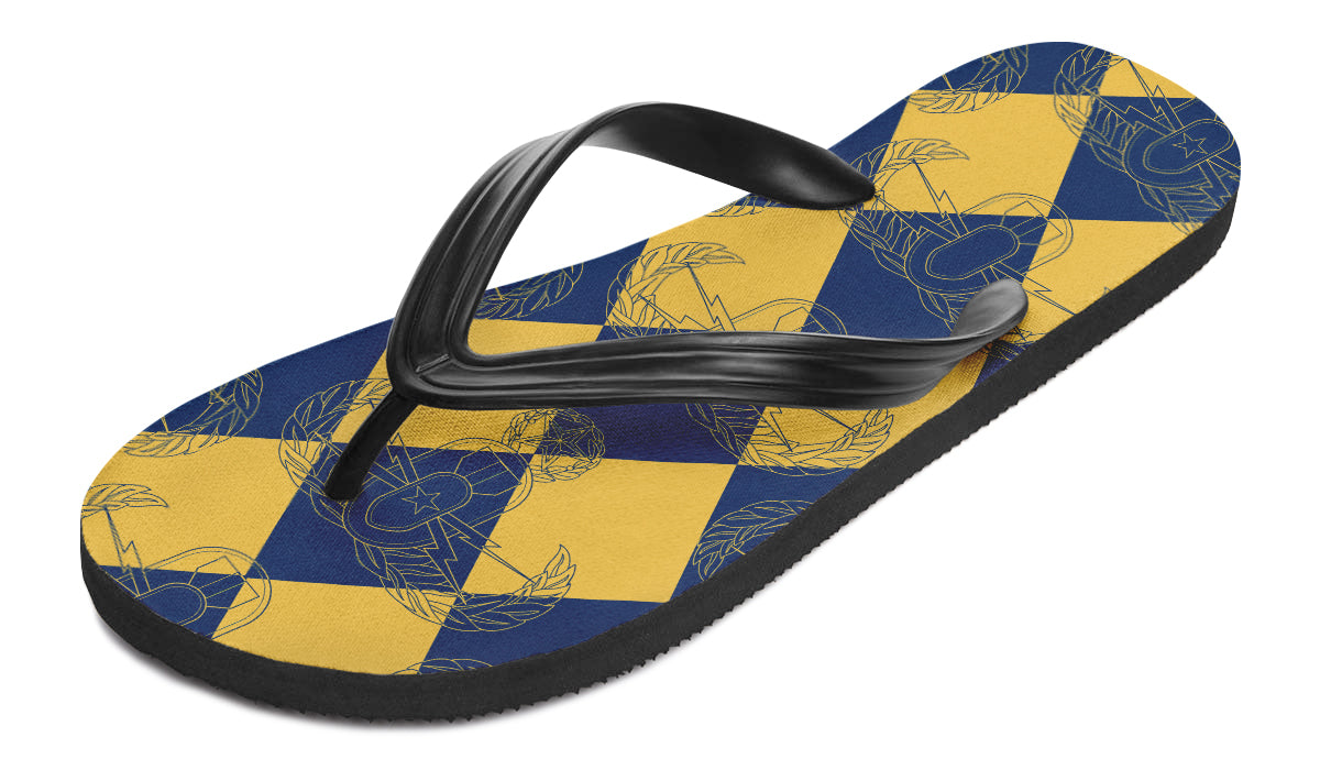 Flip Flops - "EOD Badge Rows Harlequin" (Gold & Navy)