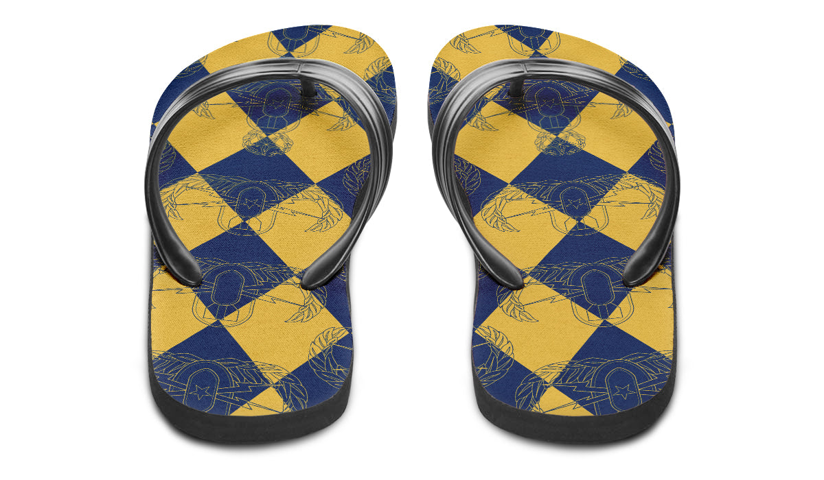 Flip Flops - "EOD Badge Rows Harlequin" (Gold & Navy)