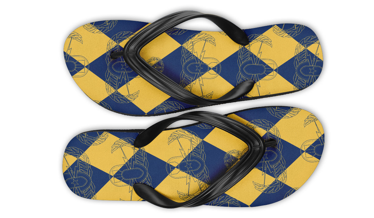 Flip Flops - "EOD Badge Rows Harlequin" (Gold & Navy)