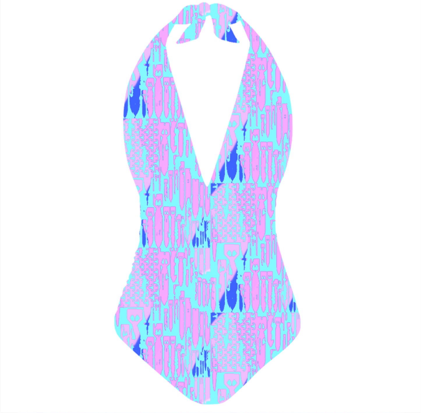 Women's Halter One-Piece - "EOD Bomb Flags" (Green/Blue/Purple)