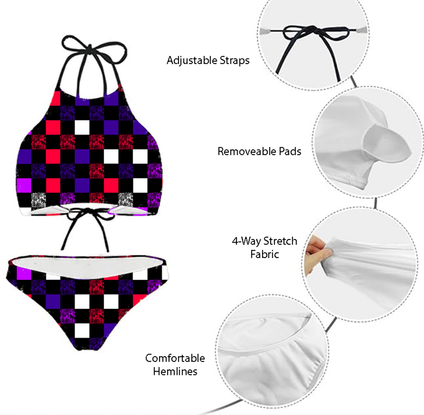 Women's High Neck Bikini - "EOD Bomb Flag Blocks"