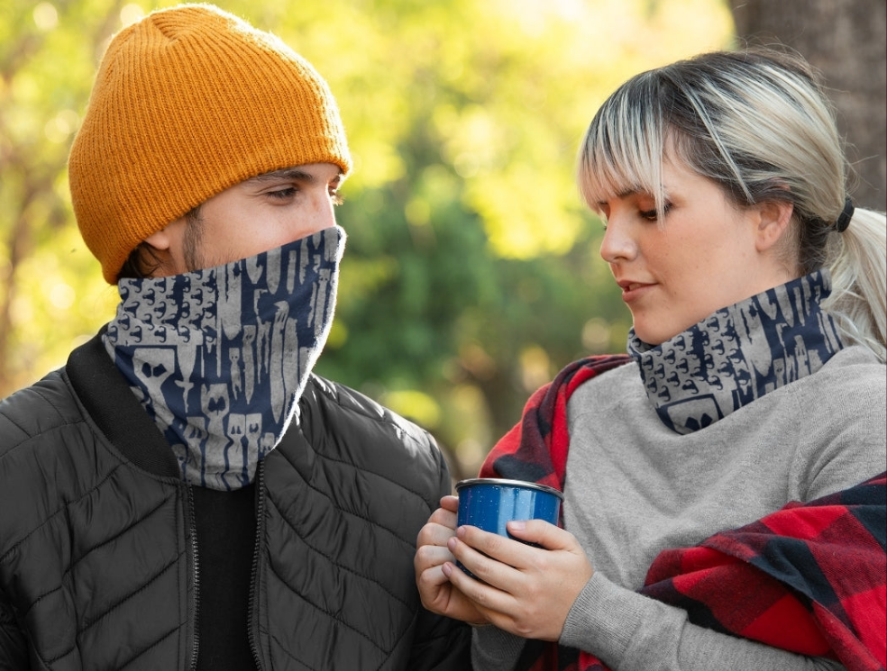 Gaiter - "EOD Bomb Flag" (Grey on Navy)