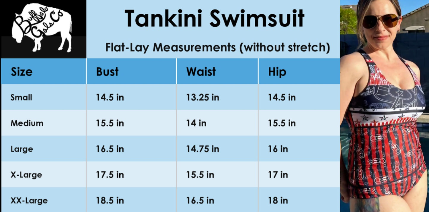 Women's Reversible Tankini - "Badges & Stripes"
