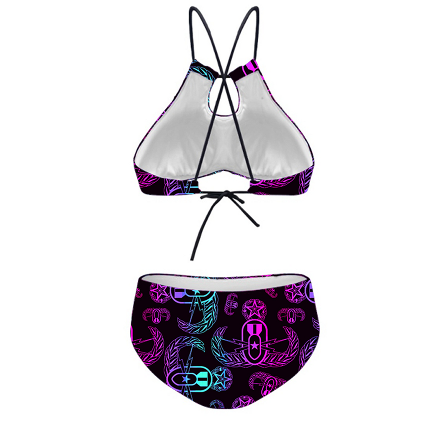 Women's Keyhole Bikini - "EOD BOMBre" (Pink/Turquoise/Purple)