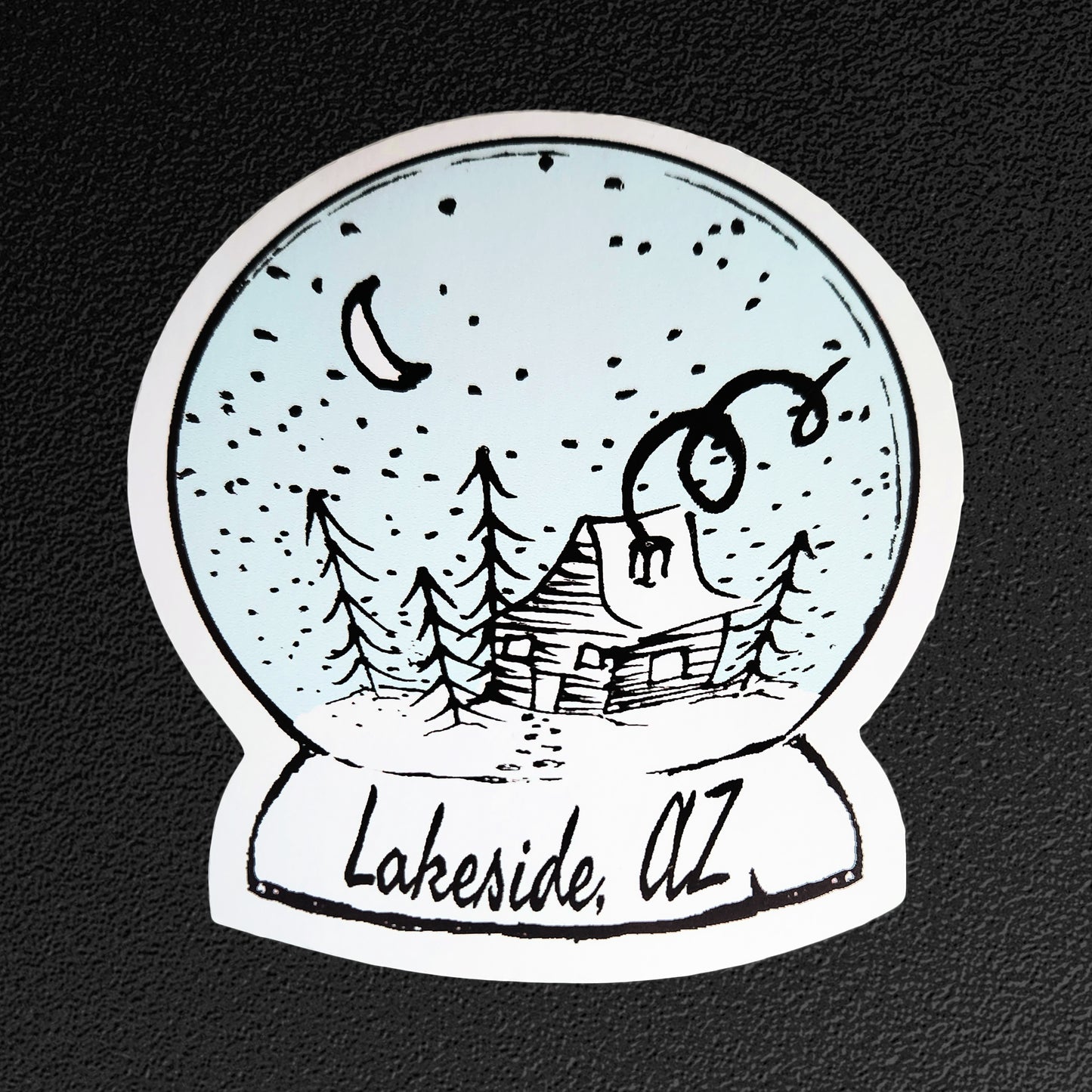 "Lakeside, AZ Cabin Snow Globe" Vinyl Sticker/Decal