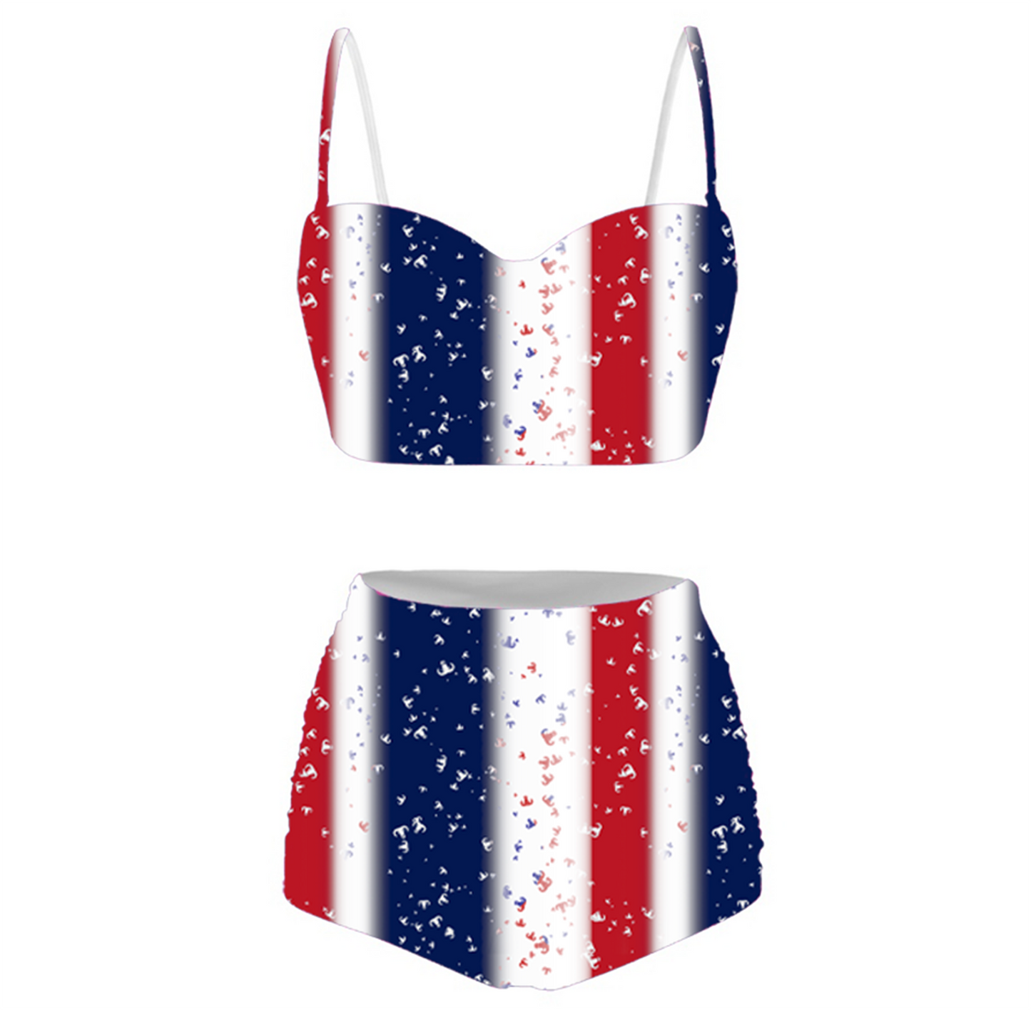 Women's Retro Two-Piece - "EOD Confetti & Stripes" (Red, White, & Blue)